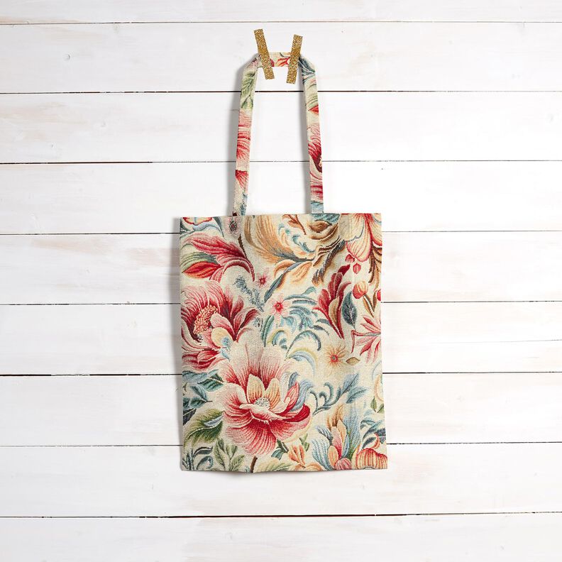 Dekostoff Gobelin traumhafte Blumen – hellbeige/rot,  image number 7