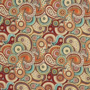 Dekostoff Gobelin abstraktes Paisley – hellbeige/karminrot, 