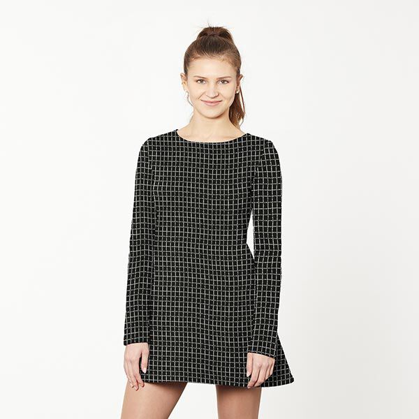 Romanit Jersey Gitter-Muster – schwarz | Reststück 50cm