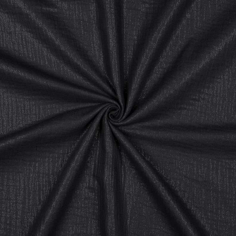 Musselin/ Doppel-Krinkel Gewebe feine Glitzerpunkte | Poppy Fabrics – schwarz,  image number 1
