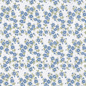 Baumwollpopeline Blümchenmeer – jeansblau/weiss, 