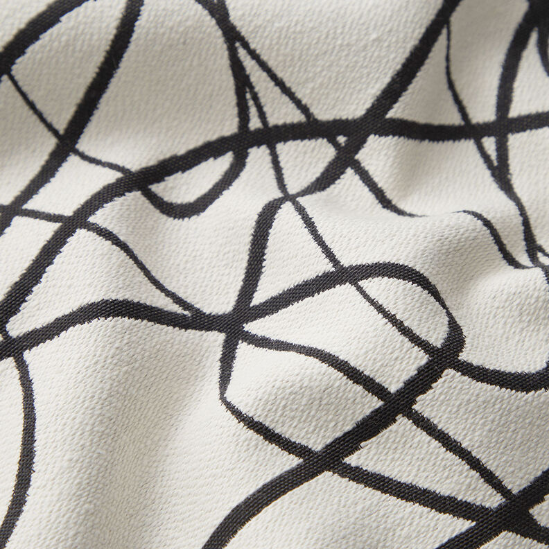 Dekostoff Jacquard abstrakte Linien – elfenbein/schwarz,  image number 2