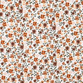GOTS Baumwolljersey Herbstblumen Digitaldruck – weiss/rosé, 