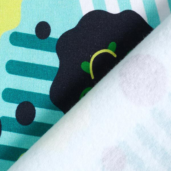 Sweatshirt angeraut Smiley-Monster | PETIT CITRON – helltürkis, image number 4