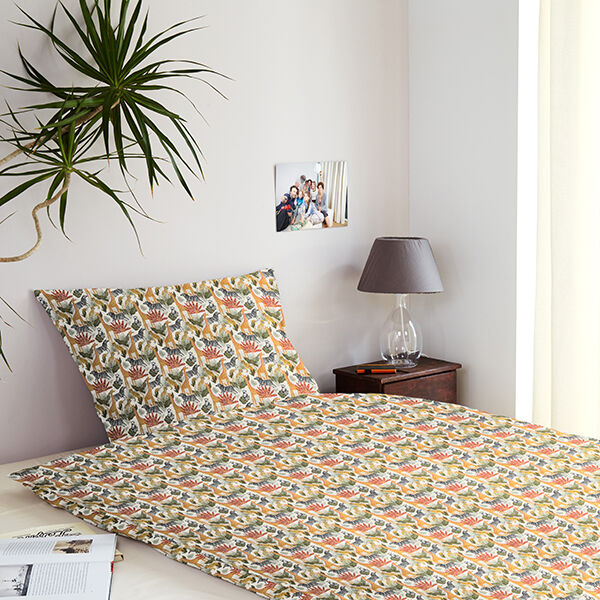 Baumwollstoff Cretonne Safari – hellbeige/oliv | Reststück 50cm