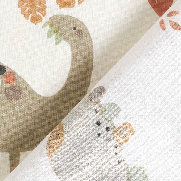 Baumwollpopeline glückliche Dinos – creme/rehbraun,  image number 4