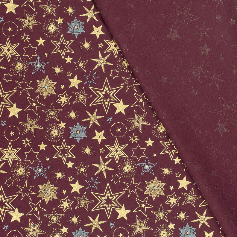 Baumwollstoff Popeline große Sterne – merlot/gold, image number 4