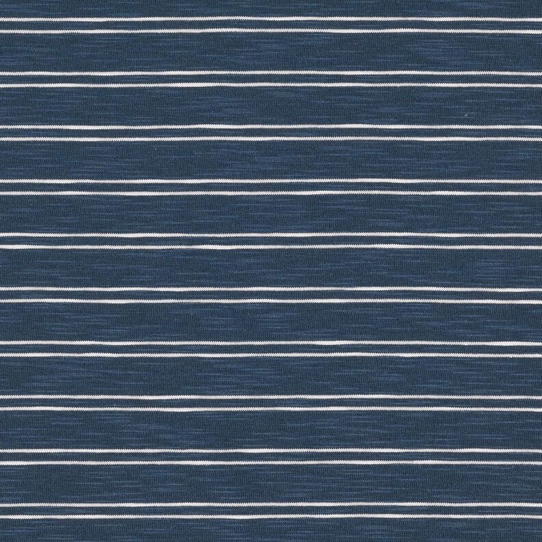 Baumwolljersey unregelmäßige Streifen – marineblau/weiss,  image number 1