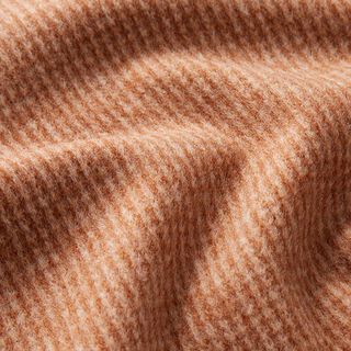 Angerauter Strickjacquard kleines Karo – rehbraun/weiss, 