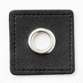 Ösenpatch [30 x 30 mm] – schwarz/silber metallic, 
