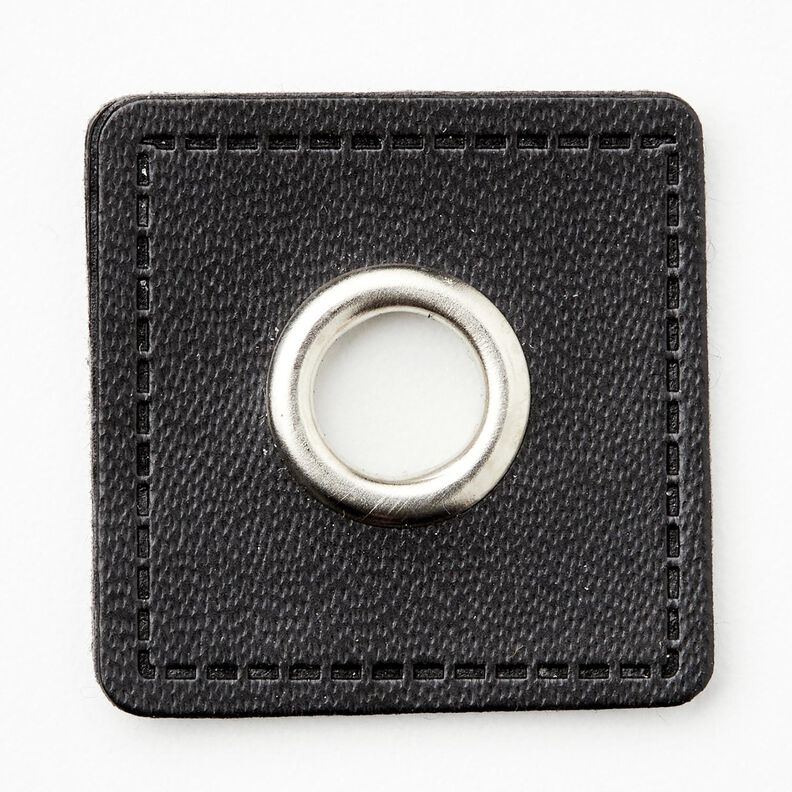 Ösenpatch [30 x 30 mm] – schwarz/silber metallic,  image number 1