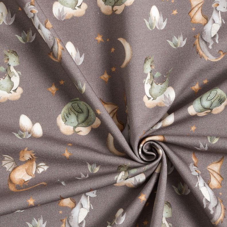 French Terry Sommersweat süße Drachen Digitaldruck – dunkeltaupe,  image number 3