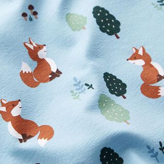 Baumwolljersey Fuchs im Wald – hellblau, 