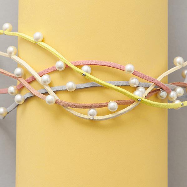 Kunstlederband mit Perlen [ 3 mm ] – gelb,  image number 4
