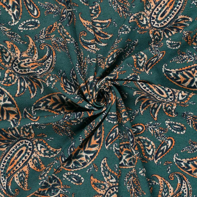 Romanit Jersey Paisley – blautanne/pfirsichorange,  image number 3