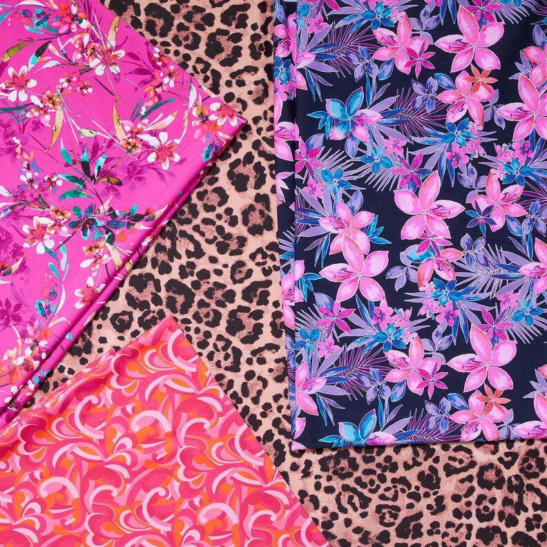 Badeanzugstoff abstrakte Schlingen – intensiv pink/orange | Reststück 90cm,  image number 5