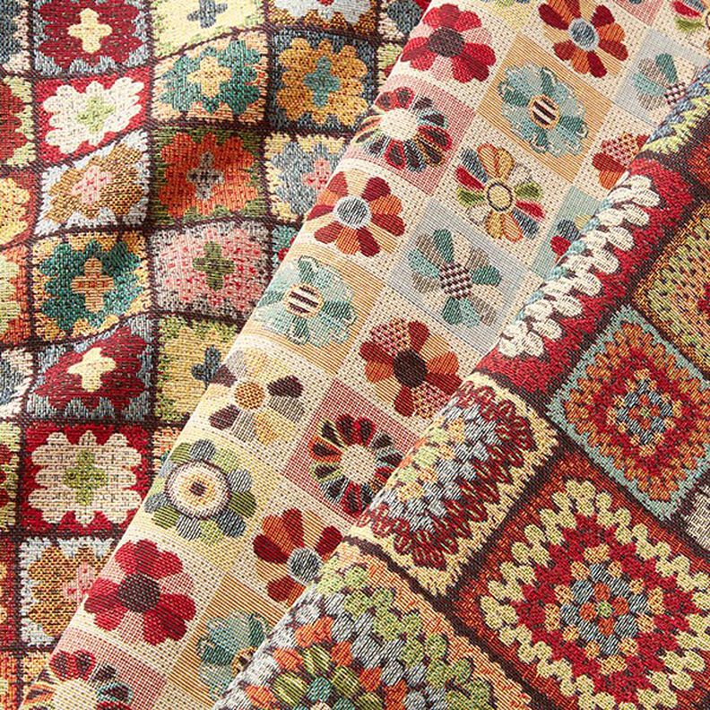 Dekostoff Gobelin Häkel-Look – schwarz/rot,  image number 5