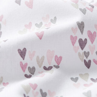 Baumwollpopeline Herzen aus Herzen – weiss/rosa, 