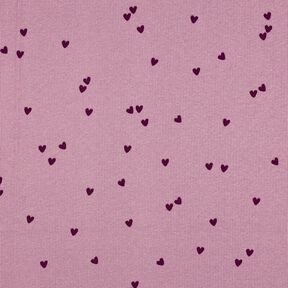 Rippenjersey verstreute Herzen | Poppy Fabrics – pastellviolett/merlot, 