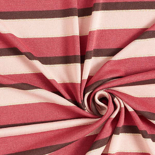 Feinstrick Viskose mit Lurex Retrostreifen – rosé/rot, image number 3