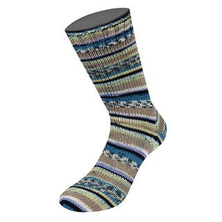 LANDLUST Sockenwolle „Bunte Bänder“, 100g | Lana Grossa – beige/blau, 