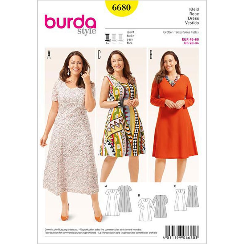 Plus-Size Kleid | Burda 6680 | 46-60,  image number 1