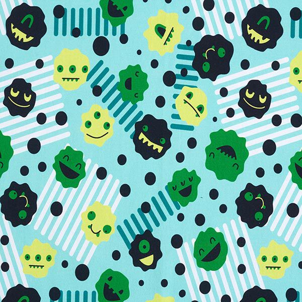 Sweatshirt angeraut Smiley-Monster | PETIT CITRON – helltürkis, image number 1