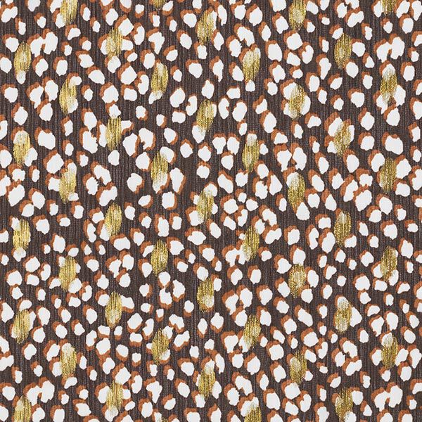 Crêpe Chiffon Metallicdruck Goldflecken – schwarz/terracotta | Reststück 50cm