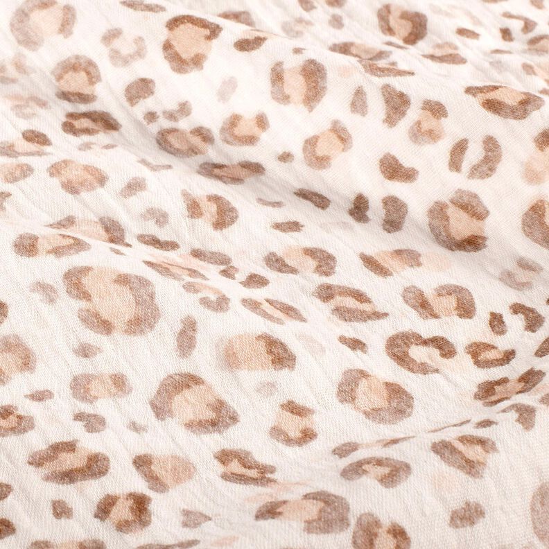 Musselin/ Doppel-Krinkel Gewebe Aquarell Leo Digitaldruck – elfenbein,  image number 2