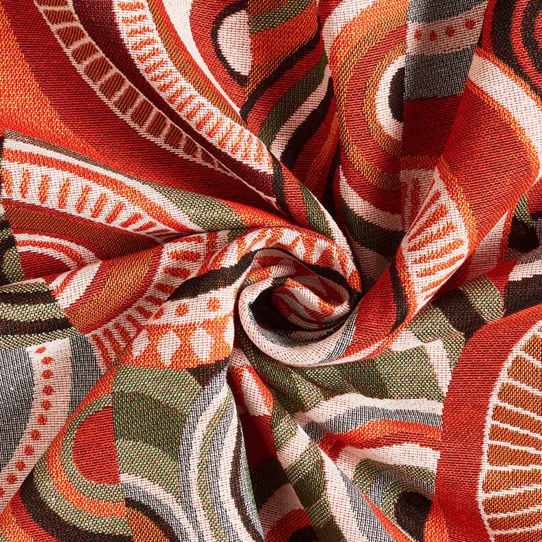 Dekostoff Gobelin abstrakte Halbkreise – terracotta/grün, image number 3