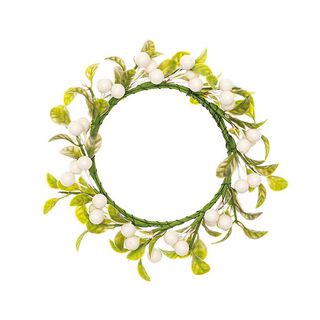 Deko Blumenkranz mit Beeren [Ø 9 cm/ 16 cm] – weiss/grün, 