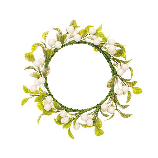 Deko Blumenkranz mit Beeren [Ø 9 cm/ 16 cm] – weiss/grün,  image number 1