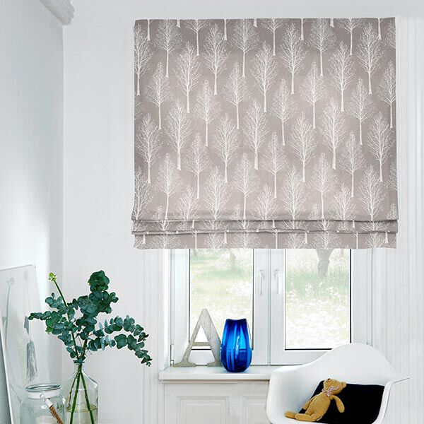 Dekostoff Halbpanama Baum-Silhouette – taupe/natur