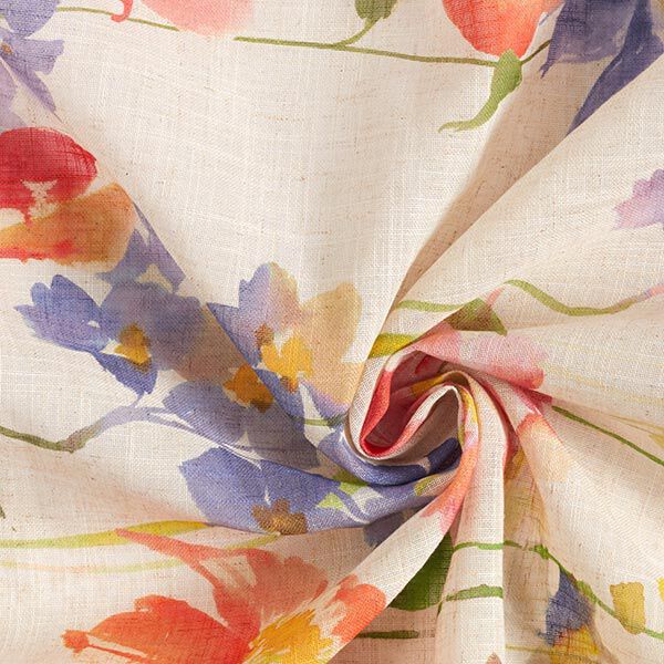 Gardinenstoff Voile Blumen 300 cm – natur | Reststück 50cm