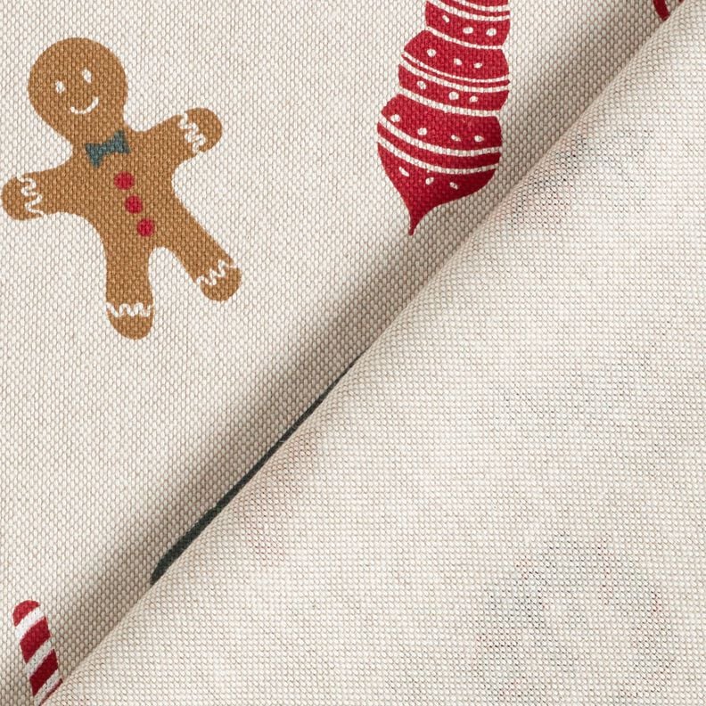 Dekostoff Halbpanama Weihnachtsdeko Mix – natur/rot, image number 4