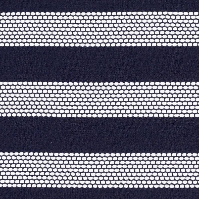 Baumwolljersey gepunktete Streifen – marineblau/weiss,  image number 1