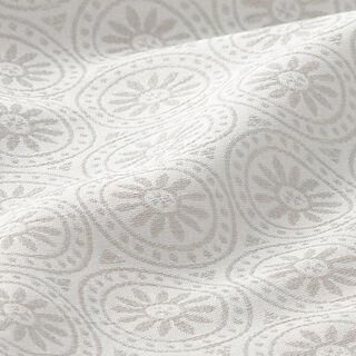 Outdoorstoff Jacquard Kreis-Ornamente – hellgrau/wollweiss, 