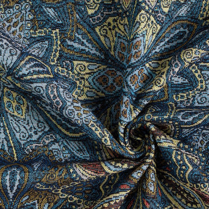 Dekostoff Gobelin Mandala Blumen – schwarz/blau,  image number 3