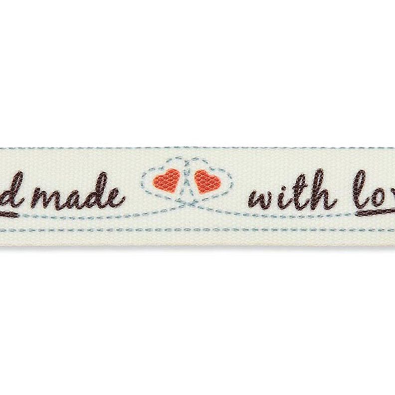 Band Handmade with Love [ 15 mm ] – wollweiss/rot,  image number 1