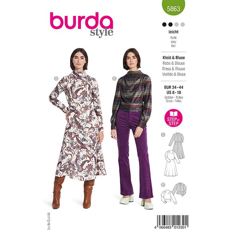 Kleid / Bluse | Burda 5863 | 34-44,  image number 1