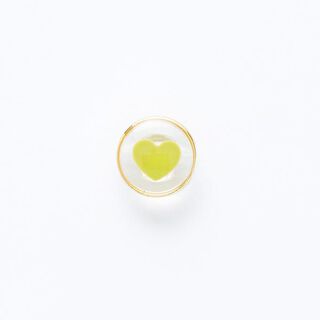 Ösenknopf Herz mit goldfarbenem Rand [ Ø 11 mm ] – gelb/gold, 