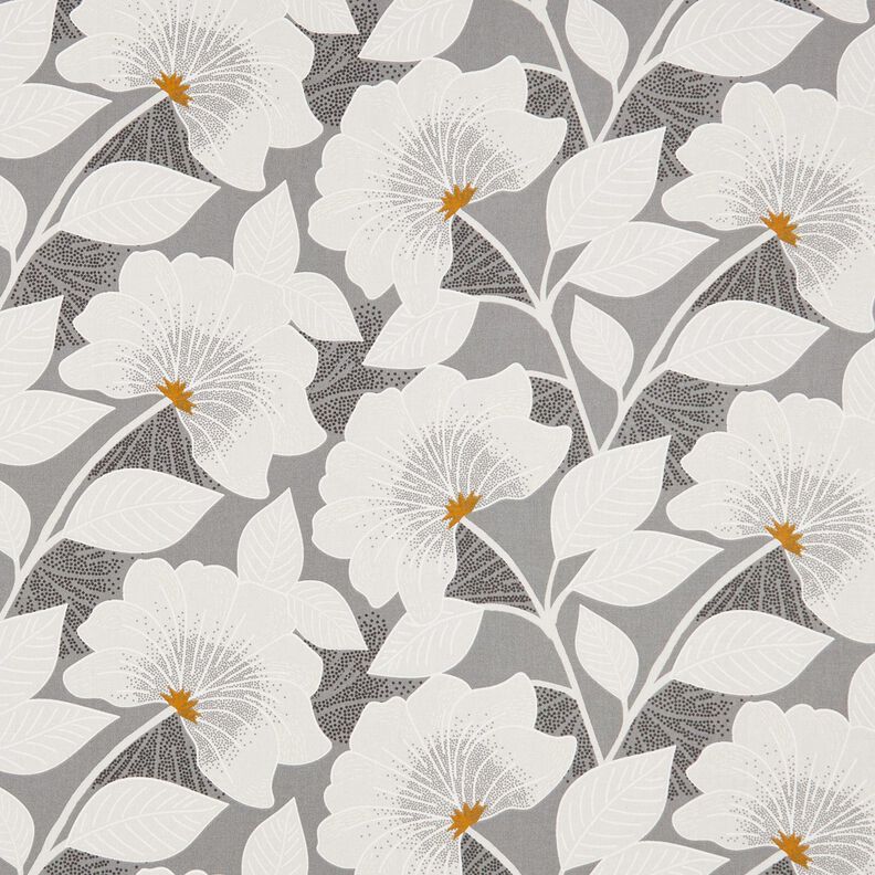 Dekostoff Halbpanama große Blumen 280 cm – grau,  image number 1