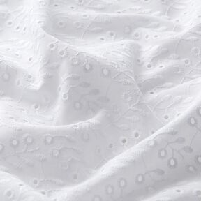 Batist Lochstickerei Blätterranken – weiss, 