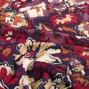 Viskosejersey expressive Blumen – marineblau/rotlila, 