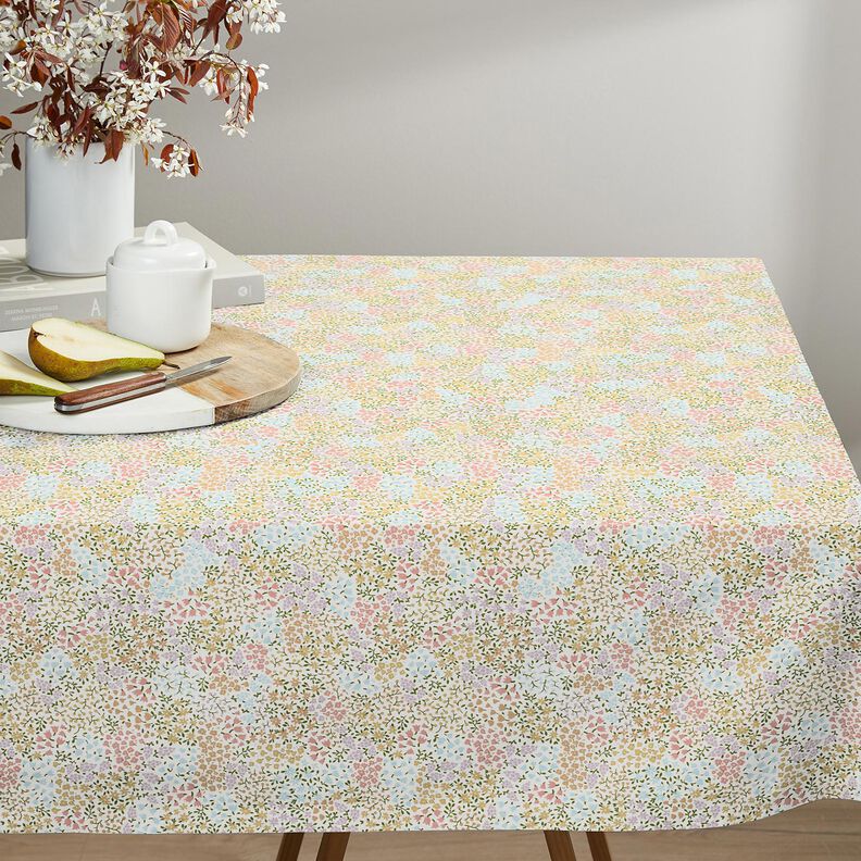 Dekostoff Halbpanama bunte Mini-Blüten – elfenbein/rosa,  image number 7