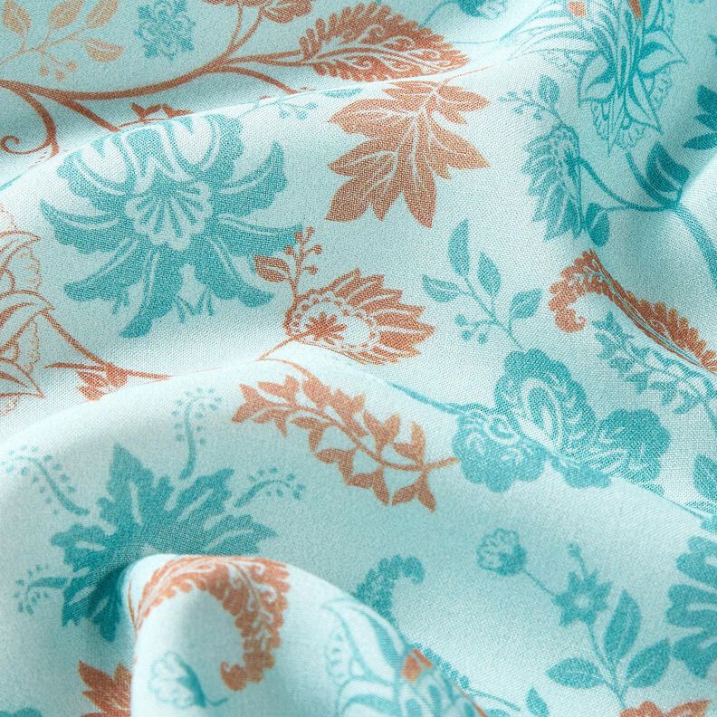Viskose Voile Paisley Blumen Borderdesign – blau, image number 6