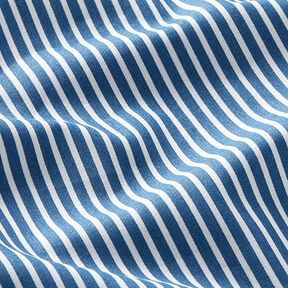 Baumwollpopeline Streifen – jeansblau/weiss | Reststück 60cm, 