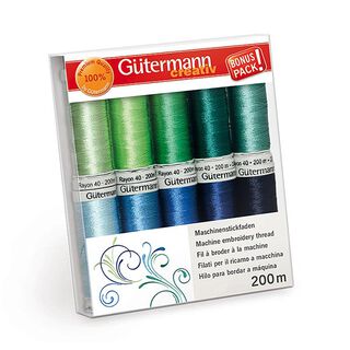 Rayon 40 Basisfarben 3 Maschinenstickfaden-Set | BONUS PACK! [10 Spulen je 200 m] | Gütermann, 