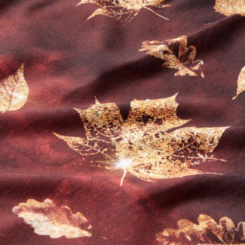 French Terry goldener Herbst | Glitzerpüppi – burgunder/gold,  image number 7