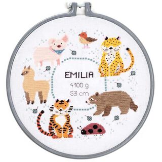 Stickset Geburtsbild Tiere [ Ø 25,4 cm ] | Rico Design, 
